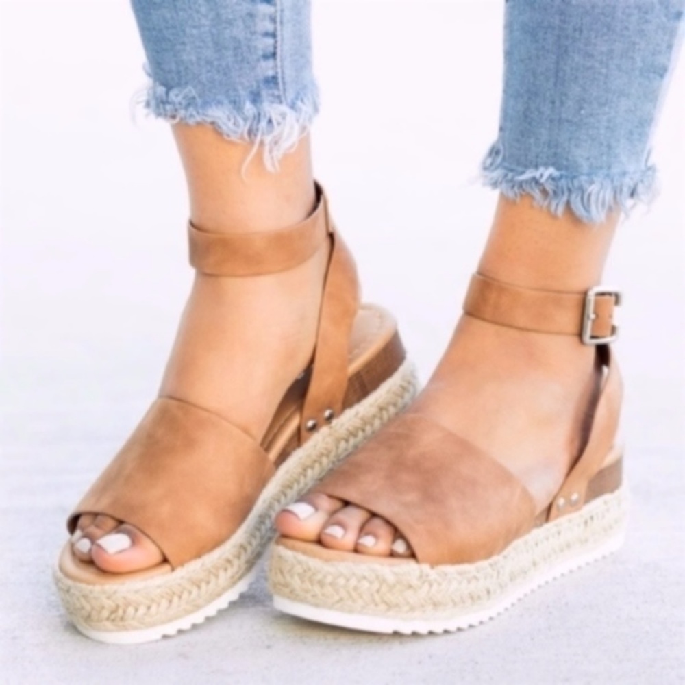 LAST SZ 10! OLIVIA Tan Platform Espadrilles - Picture 6 of 7